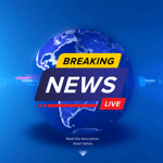 Blue Modern Breaking News. Announcement Template Breaking News. Instagram Post.